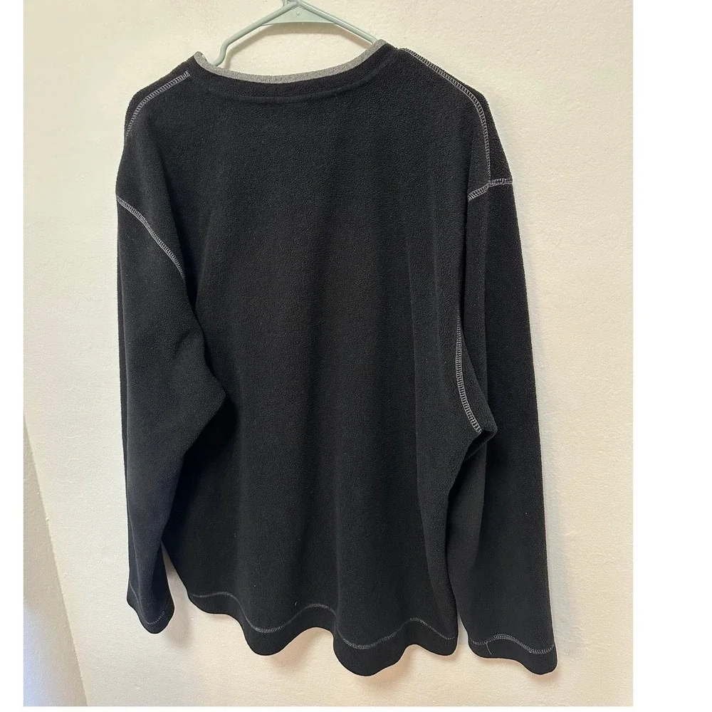 Nautica Jeans Company Vintage Men's‎ Black Fleece V-Neck Pullover Sweater XL